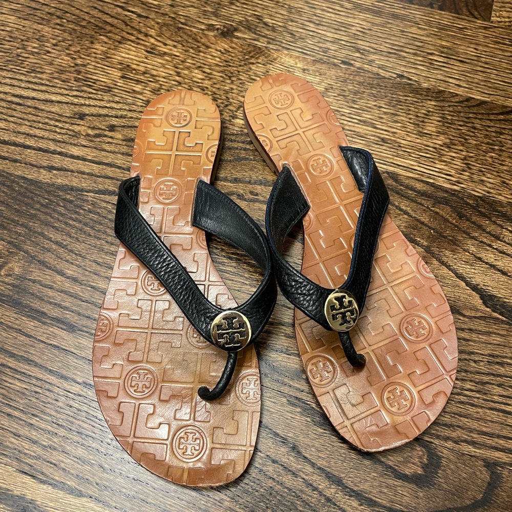 Tory Burch leather flip flops